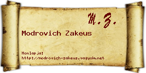 Modrovich Zakeus névjegykártya